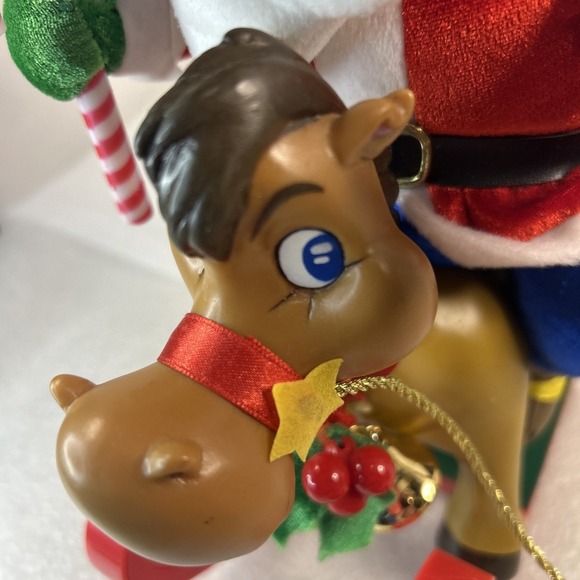 Christmas Gemmy Animated Cowboy Western Santa Riding Rocking Horse Works Read - Picture 15 of 16